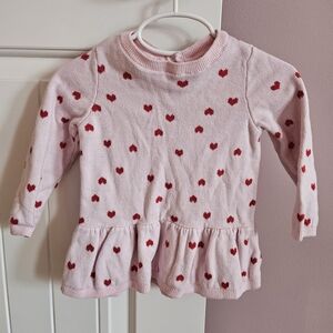 Carter's Pink Sweater with Red Heart Pattern